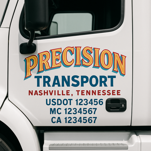 Truck Door Decal Sticker Lettering With USDOT, MC, CA, KYU, GVW & More | Custom Truck Door Decal Sticker Signs (Set of 2)