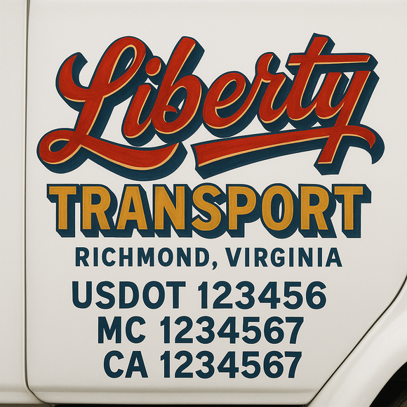 Truck Door Decal Sticker Lettering With USDOT, MC, CA, KYU, GVW & More | Custom Truck Door Decal Sticker Signs (Set of 2)