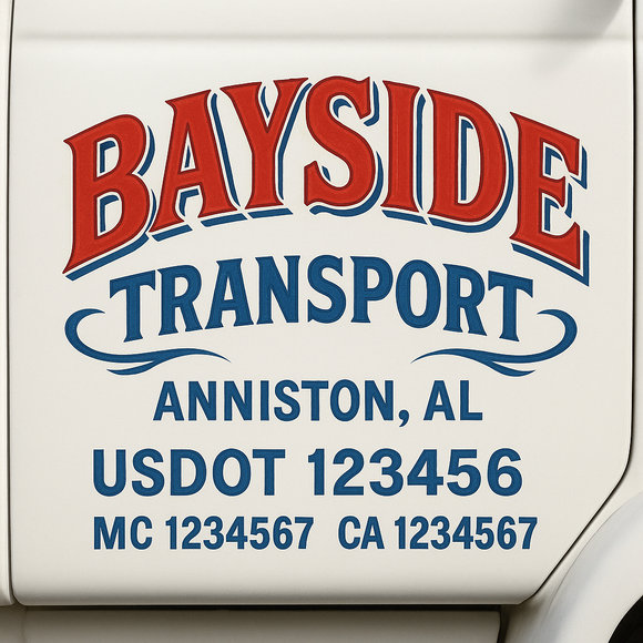 Truck Door Decal Sticker Lettering With USDOT, MC, CA, KYU, GVW & More | Custom Truck Door Decal Sticker Signs (Set of 2)