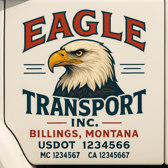 Truck Door Decal Sticker Lettering With USDOT, MC, CA, KYU, GVW & More | Custom Truck Door Decal Sticker Signs (Set of 2)