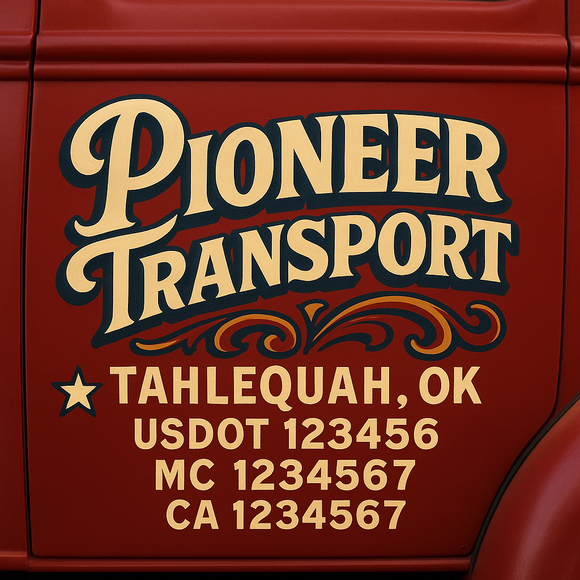 Truck Door Decal Sticker Lettering With USDOT, MC, CA, KYU, GVW & More | Custom Truck Door Decal Sticker Signs (Set of 2)