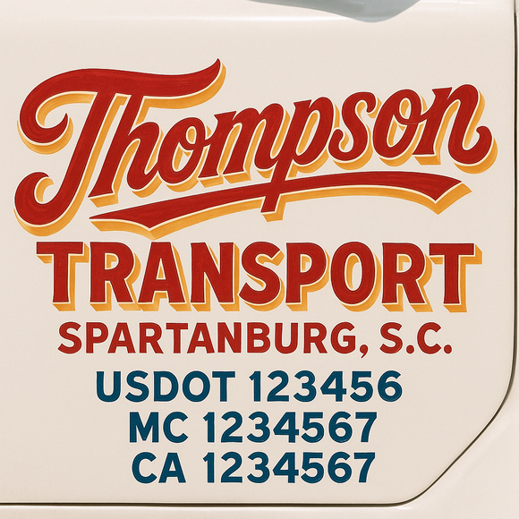 Truck Door Decal Sticker Lettering With USDOT, MC, CA, KYU, GVW & More | Custom Truck Door Decal Sticker Signs (Set of 2)