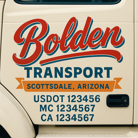 Truck Door Decal Sticker Lettering With USDOT, MC, CA, KYU, GVW & More | Custom Truck Door Decal Sticker Signs (Set of 2)