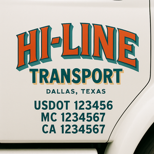Truck Door Decal Sticker Lettering With USDOT, MC, CA, KYU, GVW & More | Custom Truck Door Decal Sticker Signs (Set of 2)