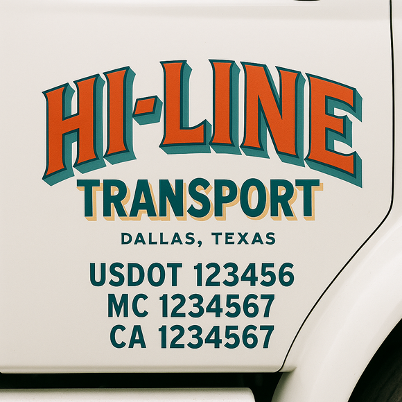 Truck Door Decal Sticker Lettering With USDOT, MC, CA, KYU, GVW & More | Custom Truck Door Decal Sticker Signs (Set of 2)