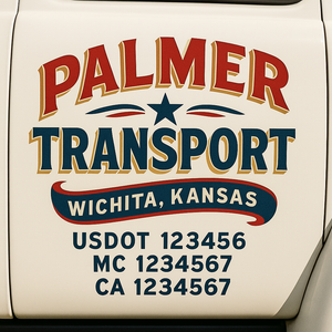 Truck Door Decal Sticker Lettering With USDOT, MC, CA, KYU, GVW & More | Custom Truck Door Decal Sticker Signs (Set of 2)