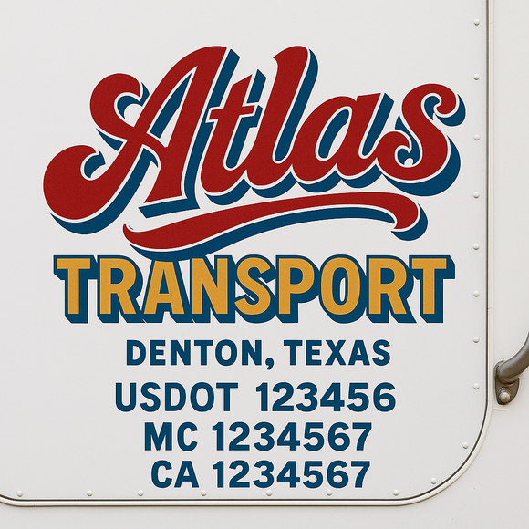 Truck Door Decal Sticker Lettering With USDOT, MC, CA, KYU, GVW & More | Custom Truck Door Decal Sticker Signs (Set of 2)