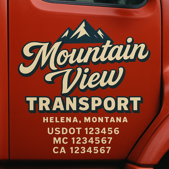 Truck Door Decal Sticker Lettering With USDOT, MC, CA, KYU, GVW & More | Custom Truck Door Decal Sticker Signs (Set of 2)