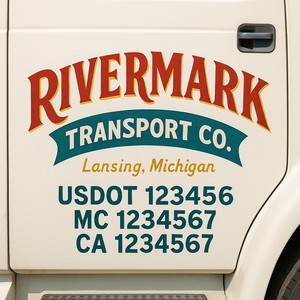 Truck Door Decal Sticker Lettering With USDOT, MC, CA, KYU, GVW & More | Custom Truck Door Decal Sticker Signs (Set of 2)