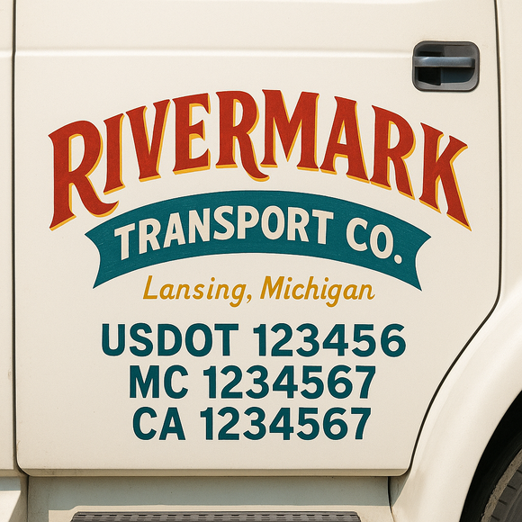 Truck Door Decal Sticker Lettering With USDOT, MC, CA, KYU, GVW & More | Custom Truck Door Decal Sticker Signs (Set of 2)
