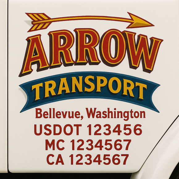 Truck Door Decal Sticker Lettering With USDOT, MC, CA, KYU, GVW & More | Custom Truck Door Decal Sticker Signs (Set of 2)