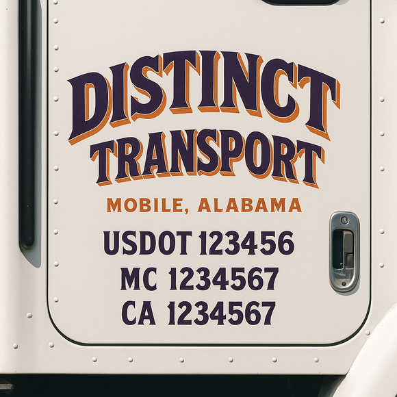 Truck Door Decal Sticker Lettering With USDOT, MC, CA, KYU, GVW & More | Custom Truck Door Decal Sticker Signs (Set of 2)
