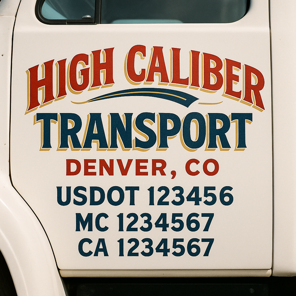 Truck Door Decal Sticker Lettering With USDOT, MC, CA, KYU, GVW & More | Custom Truck Door Decal Sticker Signs (Set of 2)