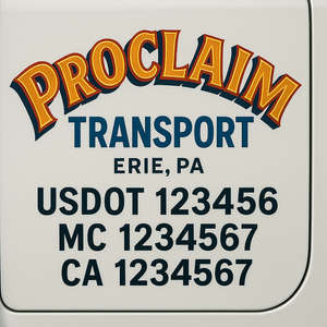 Truck Door Decal Sticker Lettering With USDOT, MC, CA, KYU, GVW & More | Custom Truck Door Decal Sticker Signs (Set of 2)