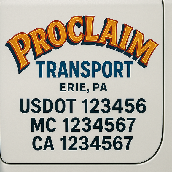 Truck Door Decal Sticker Lettering With USDOT, MC, CA, KYU, GVW & More | Custom Truck Door Decal Sticker Signs (Set of 2)