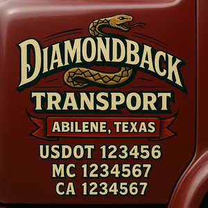 Truck Door Decal Sticker Lettering With USDOT, MC, CA, KYU, GVW & More | Custom Truck Door Decal Sticker Signs (Set of 2)