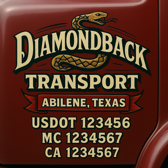 Truck Door Decal Sticker Lettering With USDOT, MC, CA, KYU, GVW & More | Custom Truck Door Decal Sticker Signs (Set of 2)