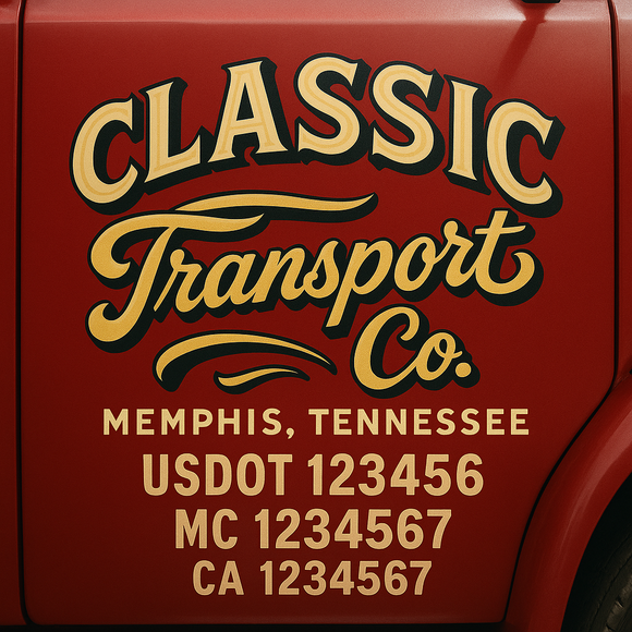 Truck Door Decal Sticker Lettering With USDOT, MC, CA, KYU, GVW & More | Custom Truck Door Decal Sticker Signs (Set of 2)