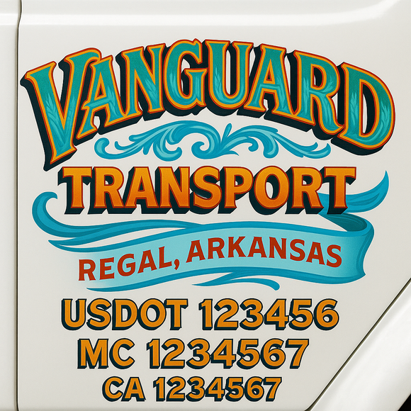 Truck Door Decal Sticker Lettering With USDOT, MC, CA, KYU, GVW & More | Custom Truck Door Decal Sticker Signs (Set of 2)