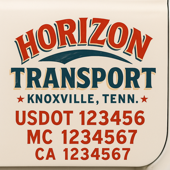 Truck Door Decal Sticker Lettering With USDOT, MC, CA, KYU, GVW & More | Custom Truck Door Decal Sticker Signs (Set of 2)