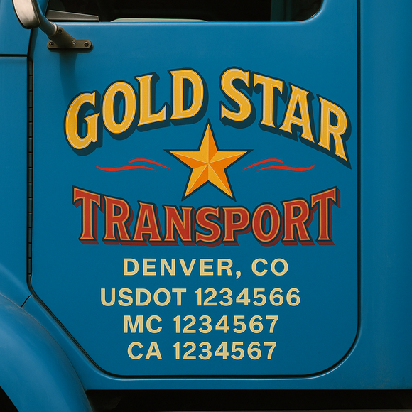 Truck Door Decal Sticker Lettering With USDOT, MC, CA, KYU, GVW & More | Custom Truck Door Decal Sticker Signs (Set of 2)