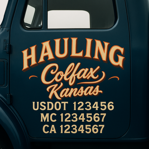 Truck Door Decal Sticker Lettering With USDOT, MC, CA, KYU, GVW & More | Custom Truck Door Decal Sticker Signs (Set of 2)