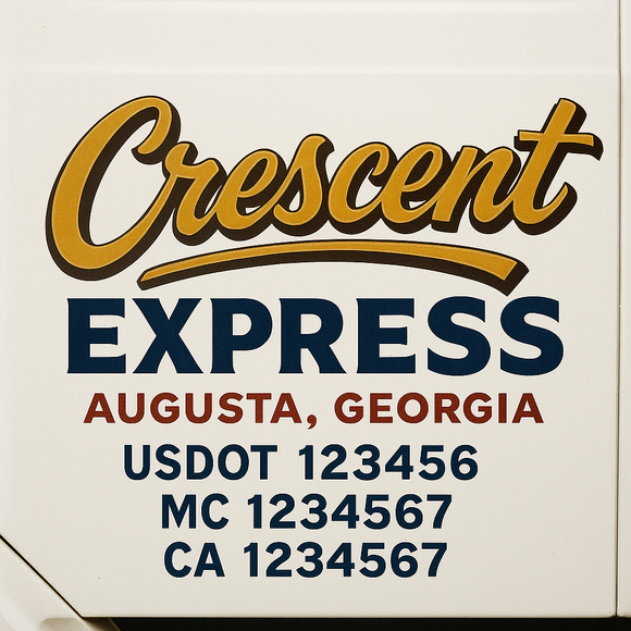 Truck Door Decal Sticker Lettering With USDOT, MC, CA, KYU, GVW & More | Custom Truck Door Decal Sticker Signs (Set of 2)