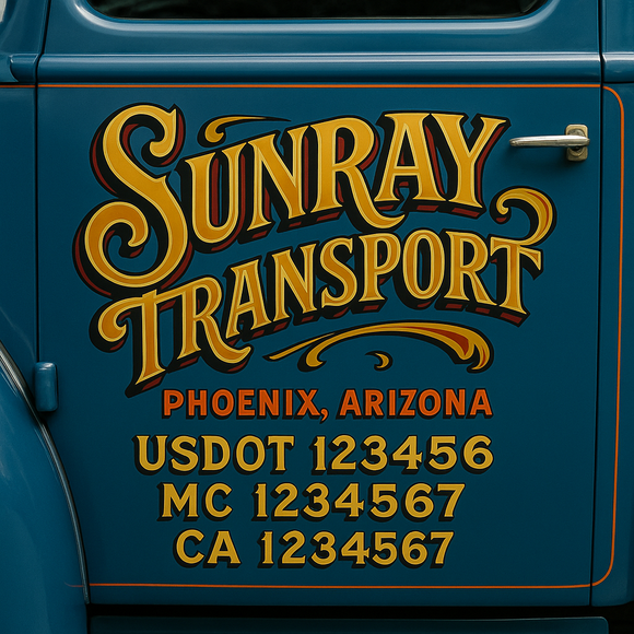 Truck Door Decal Sticker Lettering With USDOT, MC, CA, KYU, GVW & More | Custom Truck Door Decal Sticker Signs (Set of 2)