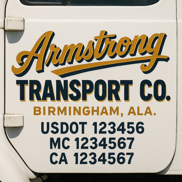 Truck Door Decal Sticker Lettering With USDOT, MC, CA, KYU, GVW & More | Custom Truck Door Decal Sticker Signs (Set of 2)