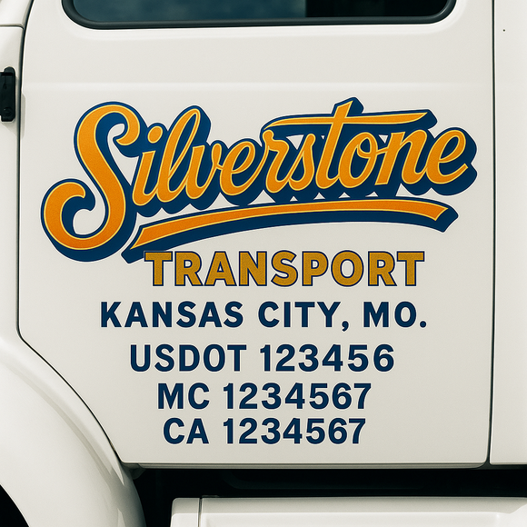 Truck Door Decal Sticker Lettering With USDOT, MC, CA, KYU, GVW & More | Custom Truck Door Decal Sticker Signs (Set of 2)