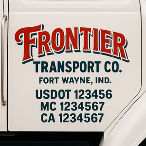 Truck Door Decal Sticker Lettering With USDOT, MC, CA, KYU, GVW & More | Custom Truck Door Decal Sticker Signs (Set of 2)