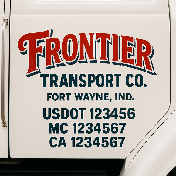 Truck Door Decal Sticker Lettering With USDOT, MC, CA, KYU, GVW & More | Custom Truck Door Decal Sticker Signs (Set of 2)