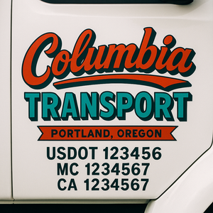 Truck Door Decal Sticker Lettering With USDOT, MC, CA, KYU, GVW & More | Custom Truck Door Decal Sticker Signs (Set of 2)