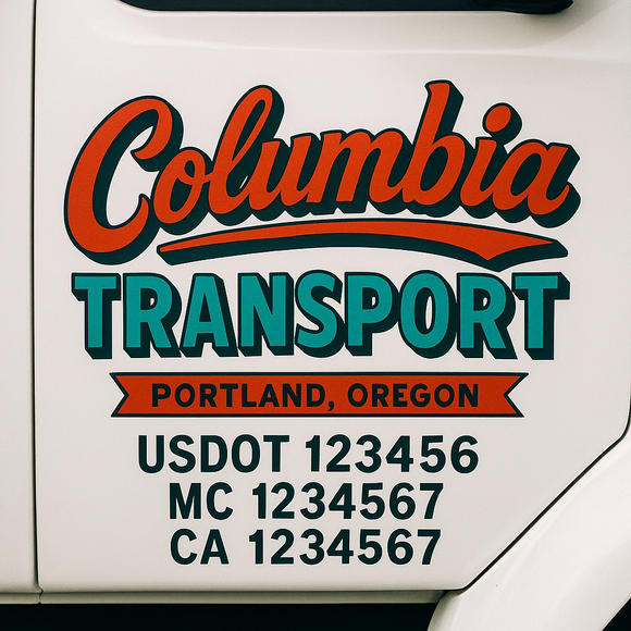 Truck Door Decal Sticker Lettering With USDOT, MC, CA, KYU, GVW & More | Custom Truck Door Decal Sticker Signs (Set of 2)