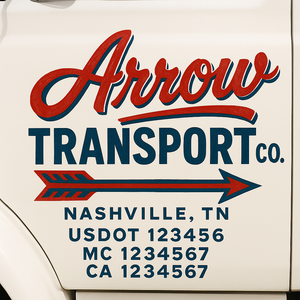 Truck Door Decal Sticker Lettering With USDOT, MC, CA, KYU, GVW & More | Custom Truck Door Decal Sticker Signs (Set of 2)