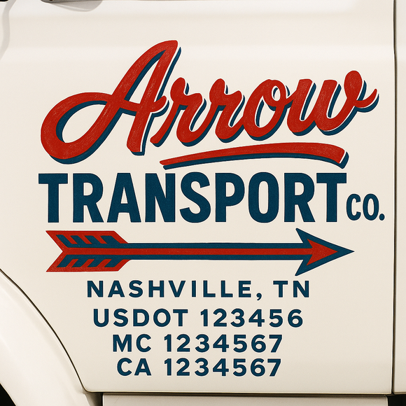 Truck Door Decal Sticker Lettering With USDOT, MC, CA, KYU, GVW & More | Custom Truck Door Decal Sticker Signs (Set of 2)