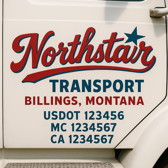 Truck Door Decal Sticker Lettering With USDOT, MC, CA, KYU, GVW & More | Custom Truck Door Decal Sticker Signs (Set of 2)
