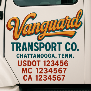 Truck Door Decal Sticker Lettering With USDOT, MC, CA, KYU, GVW & More | Custom Truck Door Decal Sticker Signs (Set of 2)