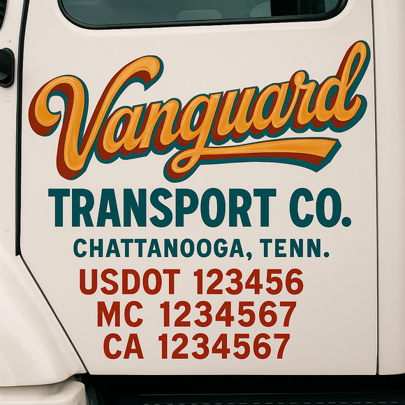 Truck Door Decal Sticker Lettering With USDOT, MC, CA, KYU, GVW & More | Custom Truck Door Decal Sticker Signs (Set of 2)