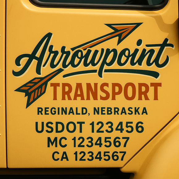 Truck Door Decal Sticker Lettering With USDOT, MC, CA, KYU, GVW & More | Custom Truck Door Decal Sticker Signs (Set of 2)