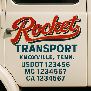 Truck Door Decal Sticker Lettering With USDOT, MC, CA, KYU, GVW & More | Custom Truck Door Decal Sticker Signs (Set of 2)