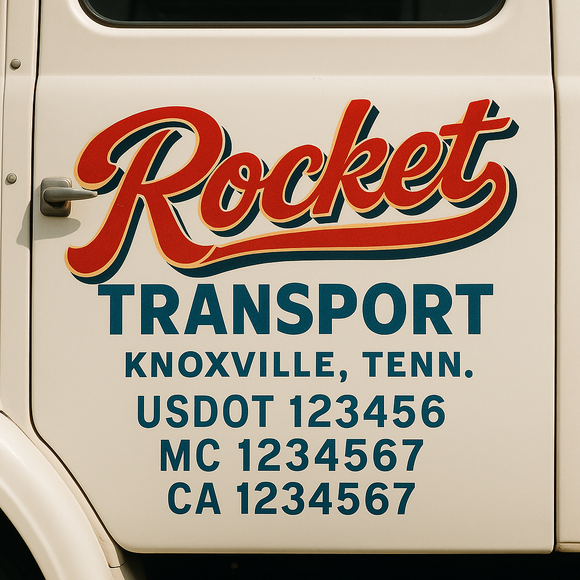 Truck Door Decal Sticker Lettering With USDOT, MC, CA, KYU, GVW & More | Custom Truck Door Decal Sticker Signs (Set of 2)