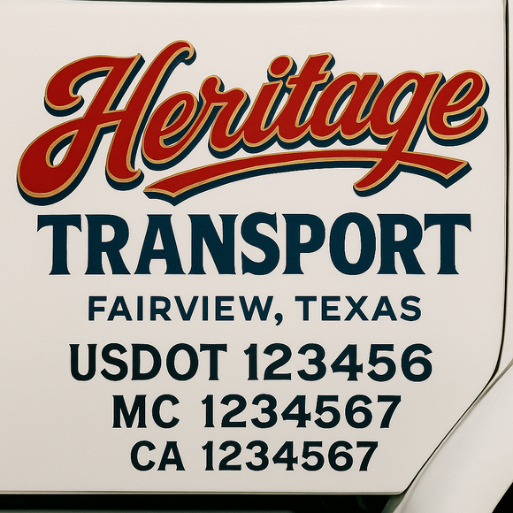 Truck Door Decal Sticker Lettering With USDOT, MC, CA, KYU, GVW & More | Custom Truck Door Decal Sticker Signs (Set of 2)