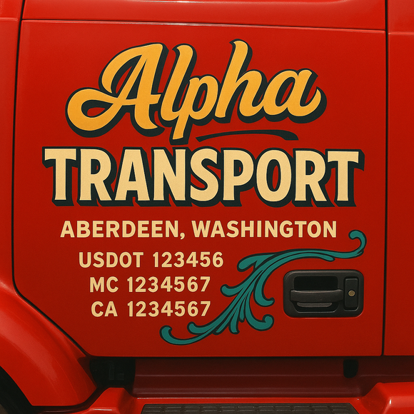 Truck Door Decal Sticker Lettering With USDOT, MC, CA, KYU, GVW & More | Custom Truck Door Decal Sticker Signs (Set of 2)