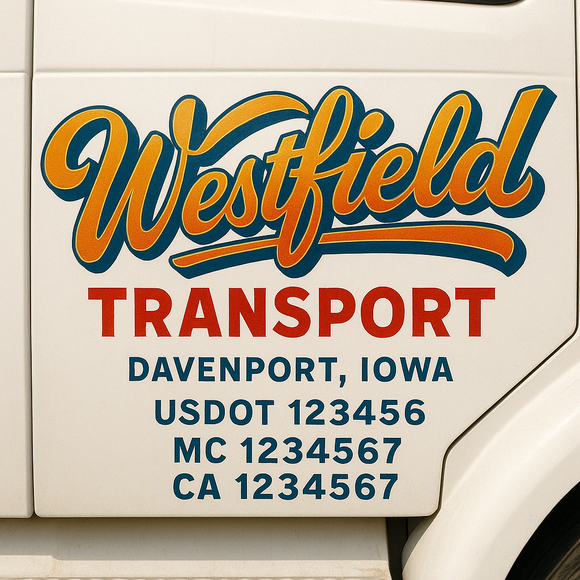 Truck Door Decal Sticker Lettering With USDOT, MC, CA, KYU, GVW & More | Custom Truck Door Decal Sticker Signs (Set of 2)