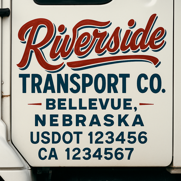 Truck Door Decal Sticker Lettering With USDOT, MC, CA, KYU, GVW & More | Custom Truck Door Decal Sticker Signs (Set of 2)