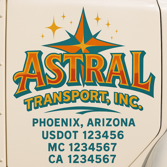 Truck Door Decal Sticker Lettering With USDOT, MC, CA, KYU, GVW & More | Custom Truck Door Decal Sticker Signs (Set of 2)