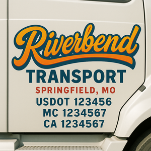 Truck Door Decal Sticker Lettering With USDOT, MC, CA, KYU, GVW & More | Custom Truck Door Decal Sticker Signs (Set of 2)