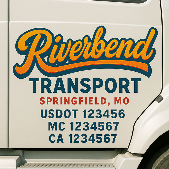 Truck Door Decal Sticker Lettering With USDOT, MC, CA, KYU, GVW & More | Custom Truck Door Decal Sticker Signs (Set of 2)