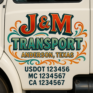 Truck Door Decal Sticker Lettering With USDOT, MC, CA, KYU, GVW & More | Custom Truck Door Decal Sticker Signs (Set of 2)